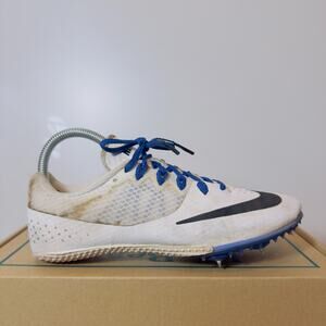 Nike Zoom Rival 5 Sprint Track Spike Cleats Men’s Size 8 White Blue Racing Spike